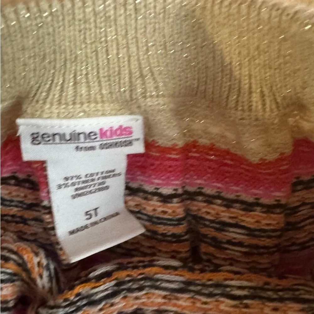 OshKosh B’gosh Girls Fair Isle Knit Sweater Skirt Pink Orange Size 5T Cozy